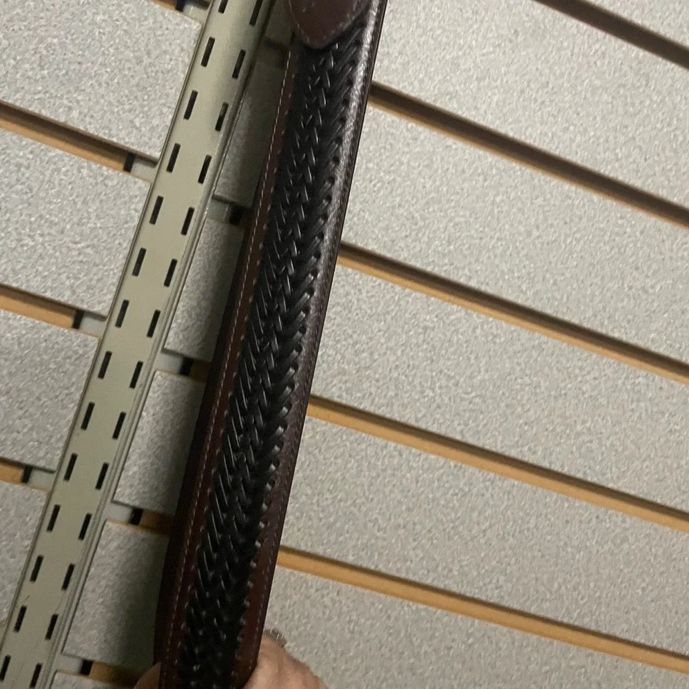 Mens Brown Braided Leather Belt Size‎ 38 Casual Dress Woven